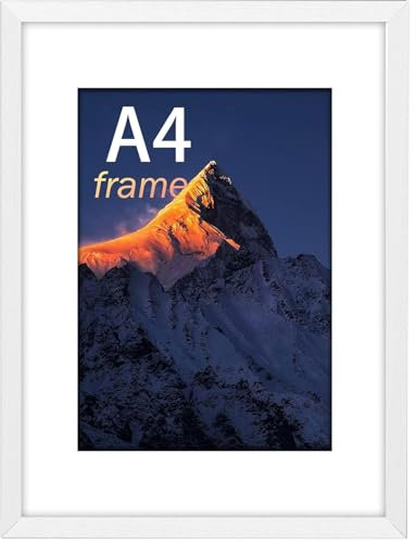 wyewye Marco de fotos A4, 21 x 29,7 cm, con cristal de plástico irrompible, para impresión A4 y 6 x 8, color blanco