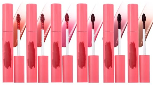 6 Farben Peel Off Maske Lipgloss Set, Tattoo Magic Color Matte Natürliche Enthüllen Lip Fleck Lip Tint, Wasserdichte lange anhaltende hochpigmentierte Farbe Lipgloss Lippenstift Make-up, Kit C