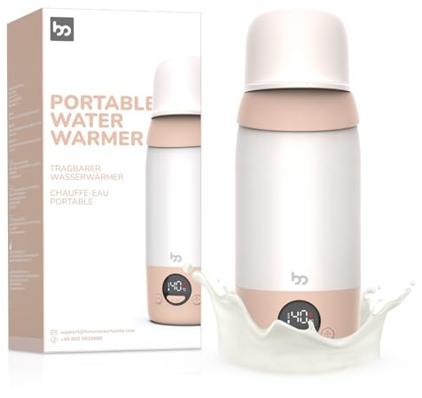 Femometer Family Portable Bottle Warmer for Outing or Travel, Fast Heating with Accuarte Digital Temperature Control, Wireless Water Warmer, 500 ml Large Capacity, 5200mAh Battery, for Car Airplane