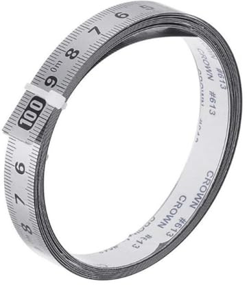 EsportsMJJ 19mm Width Self-Adhesive Measuring Tape Stainless Steel Workbench Ruler Adhesive Backed Tape Measure Metric Scale Ruler (left to right, 1M)