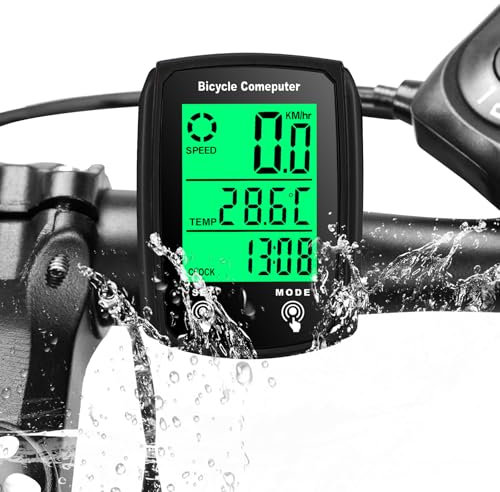 Bike Computer Universal 19 Functions IP54 Waterproof Bicycle Speedometer Odometer Wired Cycling Computer Touch Screen with LCD Backlight Display Auto Start/Stop for MTB Road Cycling Sport Accessories