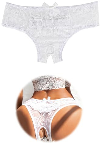 comeondear Lace Thongs for Women Stretch French Knickers | UK 10-22, Plus Size Sexy Underwear with Back Bow, Hipster Panties, Cheeky Low Waist Bikini Briefs