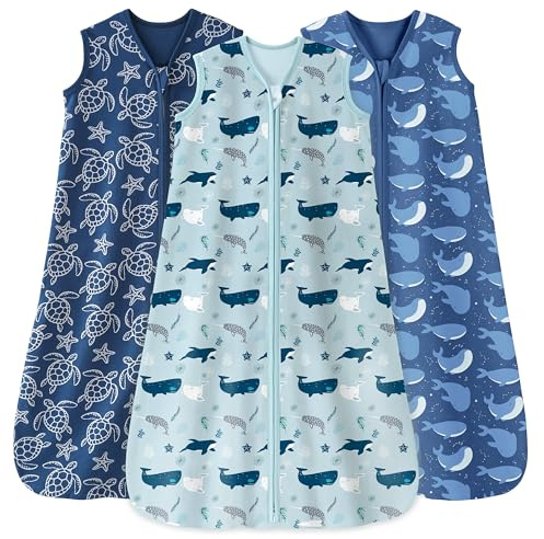 Unnivoll Sommar babysovsäck 0,5 TOG, 84 cm/12–18 månader, 3-pack, andningsbar 100 % bomull, för unisex flickor pojkar