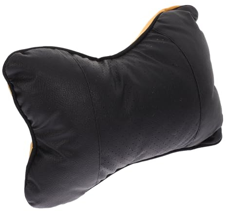 TOPBATHY Auto mit Vielseitigem Design und Verbesserter Komfortfunktion aus Pu Leder und Baumwolle Nackenkissen in Schwarz für Nackenstütze im Auto und Reisen