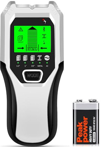 FOLAI Leitungssucher Ortungsgerät, 5 in 1 Multifunktions Wand Scanner Detektor Stud Finder Leitungssucher mit HD-LCD-Display für Metall, Rohre, Holz, Stromleitung, AC Spannungsführenden