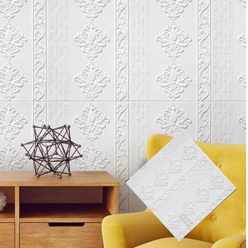 Dalles de Plafond carrées 70 x 70 cm, Panneaux de Plafond 3D élégants, revêtement Autocollant, revêtement décoratif à Coller, pour Restaurants, Bureaux et magasins (60 pièces)