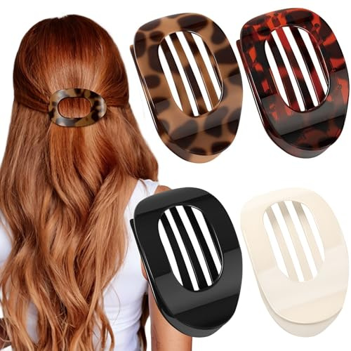 Pince cheveux femme - 4 Pièces Bec de Canard Pince à cheveux, Plates et Courbées, Forte Tenue, Accessoires Ambre pour Coiffure, Adaptées aux Cheveux Fins et Épais, Idéales pour Dormir ou Conduire.