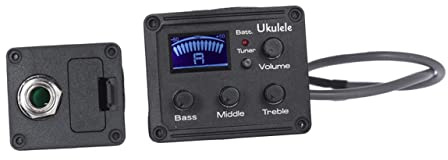 Schwarz Ukulele Tonabnehmer mit 3-band Eq, Lcd Display | Kunststoffgehäuse, 20hz-20khz Frequenzgang, 3 Statusregler für Einfache Montage