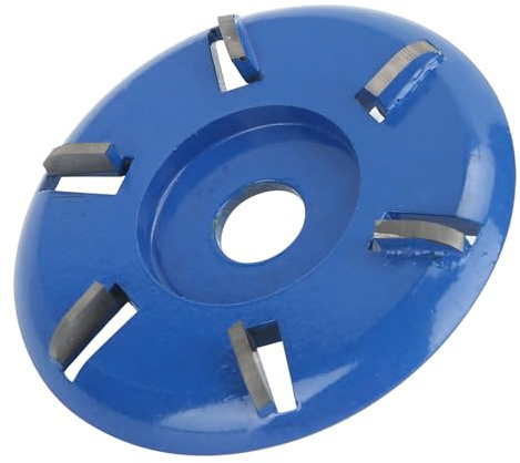 Disque de sculpture en bois, acier 6 dents arbre disqueur de souche de mouture de fraiseuse d'outil de travail du bois d'outil de travail accessoires pour le polissage (Arc Blade Bleu)