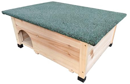 Relaxdays igelkottsskydd med golv, labyrint ingång och väderbeständigt tak, trä, HxBxD: 25 x 57 x 44 cm, naturlig
