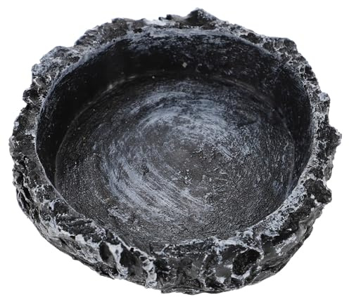 VALICLUD Bassin à Eau et Bol de Nourriture pour Reptiles en Résine Imitation Roche Mangeoire pour Tortues et Lézards Bol Décoratif Jaune Petit Format Récipient D’Alimentation pour