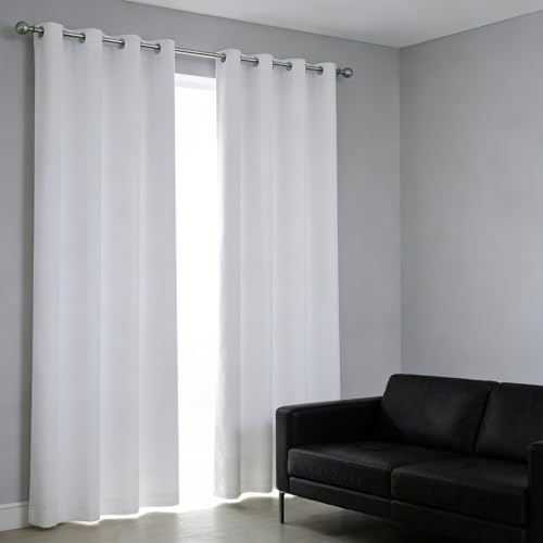 WUXXIANG Cortinas Opacas 140 x 230 cm Frio y Calor, Ruido Reducción, Opaca, Termica Aislante Frio, con Cinta Fruncida, Suave Cortinas Interior para Salon, Habitacion, Comedor, Blanco