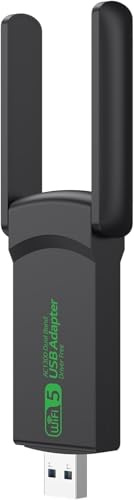 USB WLAN Stick Adapter für PC, Internet Stick 1300Mbps USB 3.0 Dual Band 2.4GHz/5GHz, WiFi Adapter PC mit 2 Antenna für Laptop/Desktop, Unterstützt Windows 11/10/8.1/8/7/Vista/XP.