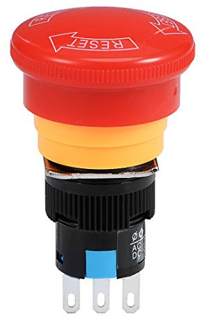 sourcing map 16mm Montaje Orificio Enclavamiento Emergencia Parada Pulsador Botón Interruptor NO NC Rojo