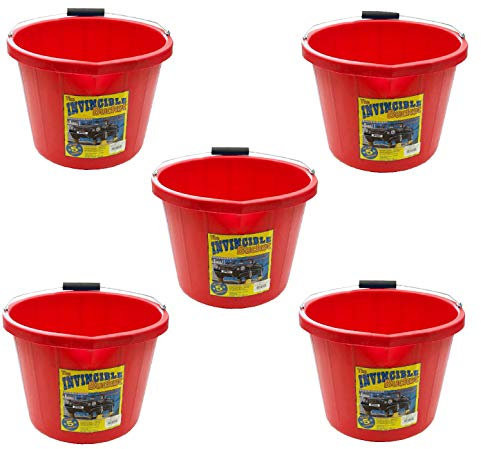 5 x Airflow Heavy Duty Invincible Builders Bucket Red 3 Gallon 15 Litre