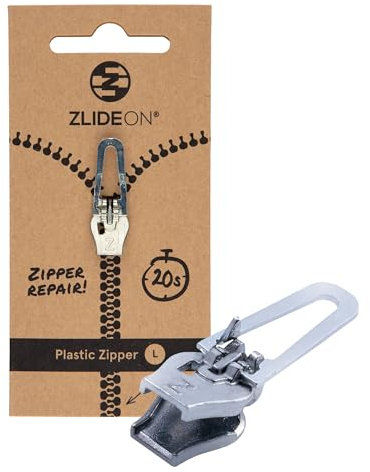 ZlideOn Reißverschluss Zipper Ersatz Reparatur Set – Silber Reißverschluss Reparieren Für Kunststoffreißverschlüsse (L/5) 1 Pack - Reissverschluss-Reparatursetgeeignet für Rucksäcke, Taschen und mehr