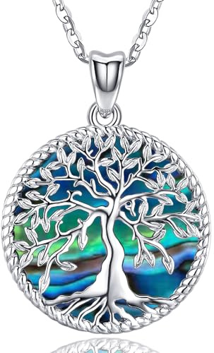 Livets träd halsband för kvinnor, 925 sterling silver hänge, livets släktträd hänge smycke gåva för kvinnor flickor flickvän mamma fru, 22mm x 22mm pendant, 46cm chain, Silver, Ingen ädelsten
