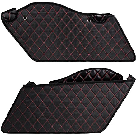 HDBUBALUS Ungedehnte Saddlebag Liner Einsätze Red Thread kompatibel mit Harley 2014-2021 1 Paar