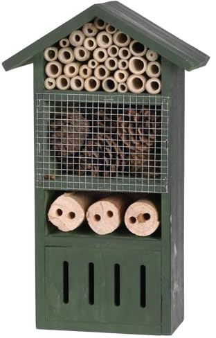 Insektenhaus Insektenhotel Holz Grün Bienenhaus Garten Deko 32cm Höhe