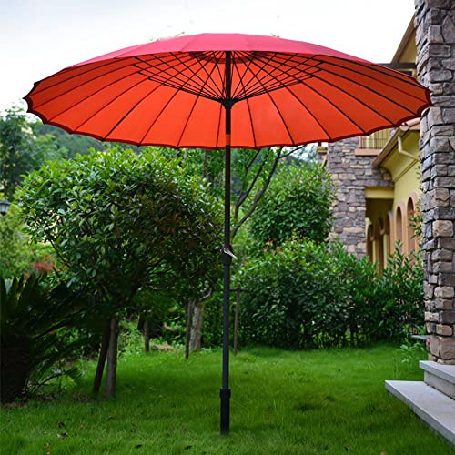WWMM Shanghai Sonnenschirm Ø 270cm Rund Shanghai Marktschirm Terrassenschirm Mit Kurbel & Neiguns Gartenschirm Für Terrassen, Höfe, Schwimmbäder (Color : Red)