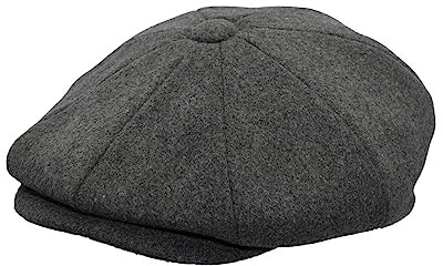 WALKER AND HAWKES - Bridgemoor - Unisex Bakerboy-Ballonmütze aus Melton- 8-Panel-Konstruktion - Grau - 3XL (62cm)