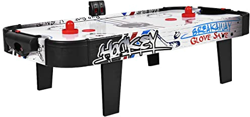 GOPLUS Table de Hockey sur Air avec Compteur de Points Electronique LED, 2 Palets, 2 Poussoirs, 2 Cages de But, pour Loisirs et Divertissement, 42 Pouces (42 Pouces)