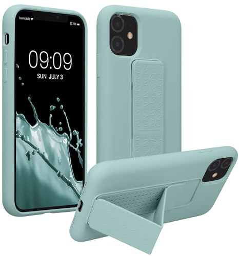 kwmobile Handyhülle für Apple iPhone 11 Hülle - TPU Silikon Case mit Fingerhalter und Stand - Schutzhülle Cover in Mintgrün
