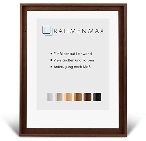 RahmenMax® Luzern Schattenfugenrahmen 20x20 cm aus lackiertem Massiv Holz/Rahmen für Leinwand/Bilderrahmen für Keilrahmen/Leinwandrahmen in Mokka - Maßanfertigung möglich
