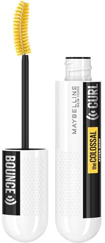 Maybellline New York, Máscara de pestañas Colossal Curl Bounce Afterdark, con pigmentos más negros, Volumen + Curvatura, Hasta 24H