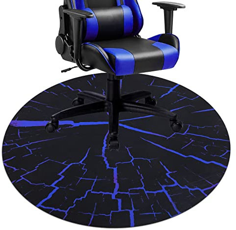 SHACOS Bodenschutzmatte Bürostuhl Rund 120cm rutschfest Bürostuhlunterlage für Hartböden Blau Kratzfest Bodenmatte Bürostuhl Stuhlmatten Gaming Schreibtischstuhl Unterlage, Stuhlunterlage für Laminat