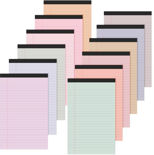 Lincia 12 Pcs 12 Pcs 5 x 8 Small Legal Pads Colored Lined Note Pads Narrow Ruled Writing Notepads 50 Sheets Per Micro Paper Notebook Lined and Perforated for College Office Supplies (Sweet Colors)