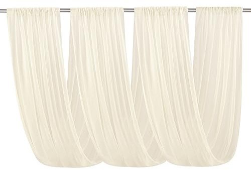 Yurosiay Tüllstoff Raumdekoration Raumbanner Hochzeits Chiffon-Vorhang Traubogen Chiffon-Stoff Hochzeits-Hintergrund für Party Geschenke Deko Basteln Fotografie-Hintergrund Champagner 150x600cm