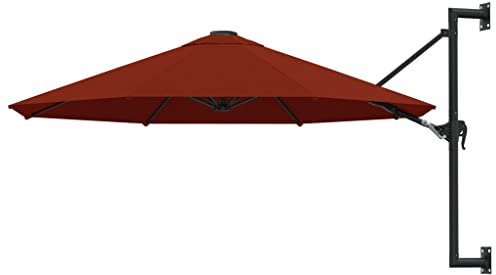 INLIFE Sonnenschirm Wandmontage mit Metallmast 300 cm Terracotta-Rot,9,75 KG,47299