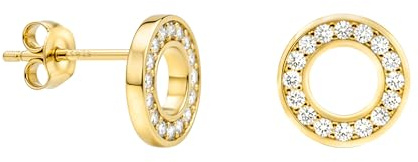 SOFIA MILANI - Damen Ohrringe 925 Silber - golden/vergoldet - mit Zirkonia Steinen - Kreis Rund Ohrstecker - E2446