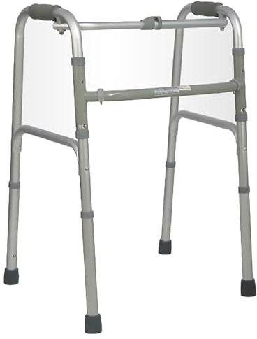 HAILM Cadre Marche Léger, Marcheur Standard Facilement Pliable, Aides Marche pour Personnes Âgées et Handicapées, Cadre Aluminium Réglable 8 Vitesses 75-92.5cm
