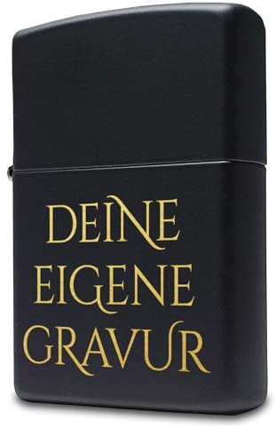 Feuerzeug mit personalisierter Gravur, Sturmfeuerzeug schwarz | Erstellt mit Zippo Feuerzeug. Geschenk für Männer mit Text & Name Wunschtext