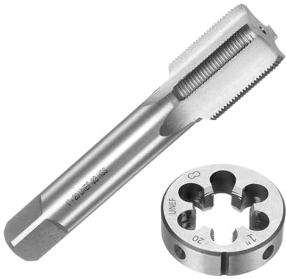 QUARKZMAN Set di 2pz Maschio e Filiere, Metrico 1-20 UNEF Maschio Filettatura e Filiere Rotondo, Kit di Attrezzi per Filettatura e Maschiatura per Riparazione di Dadi Viti