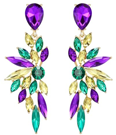 Clearine Pendientes de boda nupciales de cristal lágrima marquesa racimo Bling colgantes pendientes para mujer, Cristal Acero aleado