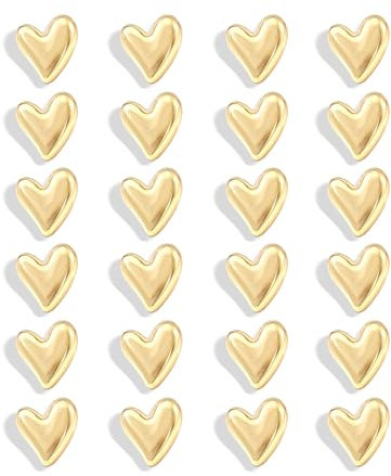 24PCS Gold Fridge Magnets Cute Love Heart Refrigerator Magnets, Decorative Magnets for Whiteboard Cabinet Locker, Lovely Fun Magnets for Classroom Home Kitchen Office
