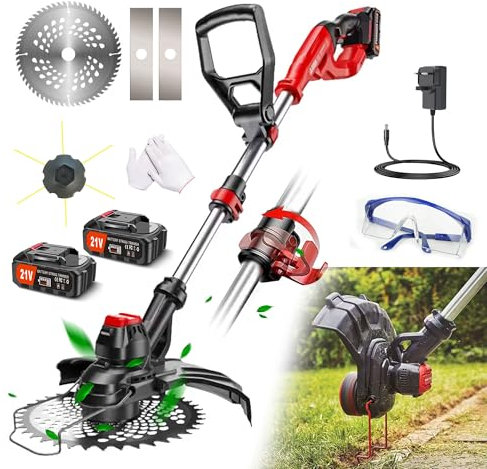 2024 Newly Metal Blade Cordless Strimmer Upgraded 8-Inch Blade Grass Trimmer For Lawn Trimmingtwigsbrush Cutting (YELLOW)