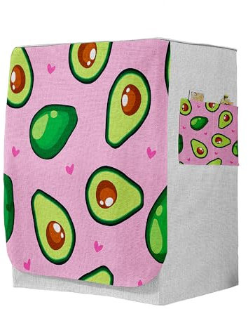 Highdi 3D Housse de Protection pour Machine à Laver, Chargement Frontal Housse à La Poussière avec Ouverture Frontale (Capacité S 6~7,5kg,Plantes fruitières 5)