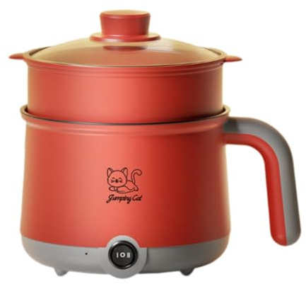 LOVIVER 1,8 L Mini Cuiseur à Riz Électrique Cuiseur Vapeur Electrique Cuiseur de Riz Multifonctionnel Mini-Cuiseur Simple pour Cuisine,Dortoir, Gris Rouge