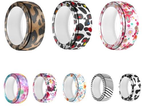 HXFRTYU 8Pack Silicone Cover for Oura Ring 4/Gen3/Galaxy RingConn Gen 2&1/ULTRAHUMAN Ring AIR Elastic Case Protector for Gym and Working Out (S 6/7/8/9) Black