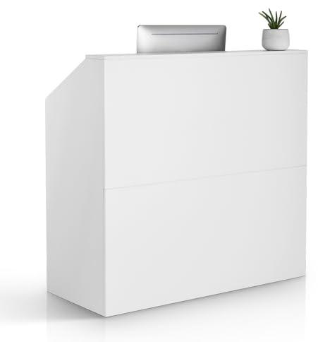 VEVOR Mostrador de Recepción 118x50x111,5 cm Mesa de Mostrador Frontal Rectangular Material Principal de MDF Mostrador de Venta Minorista para Caja, Vestíbulo, Salón de Belleza, Oficina, Blanco