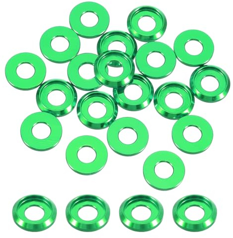 QUARKZMAN Arandelas Cónicas M5 De Cabeza Avellanada, Diámetro Del Agujero 5mm/0.2 Juntas De Aluminio De Cabeza Cónica Para Tornillos RC/FPV/PC/Drone Mecánicos Pcs De Modelo, 20 Pcs(Verde)