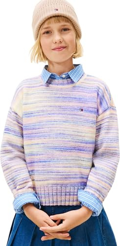 Tommy Hilfiger Jersey Chicas Melange Relaxed Fit, Multicolor (Blue Melange), 14 Años