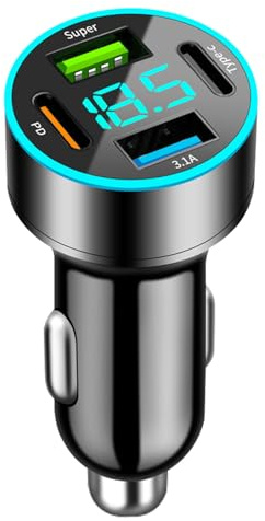 Girihe 1 PCS Usb Car Adapter, Car Phone Charger Cigarette Lighter with Led Voltmeter Carr Accessories Carr Charger, Cigarette Lighter Usb Chargerr for Various Mobile Phone/Pad Models