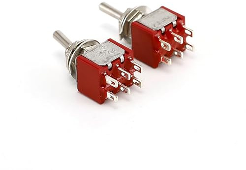 Lot de 100 mini interrupteurs à bascule 6 mm 3 broches 2 positions/3 positions - MTS-102 MTS-103 MTS-202 pour bricolage, PCB, montage sur panneau, lot de 100 (MTS 203 pointe argentée 6 broches 3