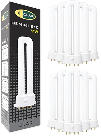 CLAR - Bombilla Fluorescente Gemini S/E 7W 4000K 2G7 Luz Blanca Neutra Lámpara Vertical Compacta CFL Bajo Consumo Iluminación Técnica Profesional Reemplazo Interior Oficina Cocina Escritorio Taller
