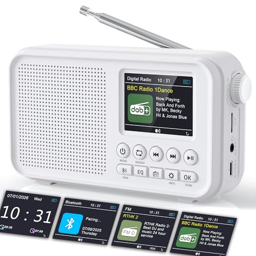 ROCAM Radio Portable Dab/Dab+/FM avec Bluetooth 5.0 & 3000mAh Batterie
